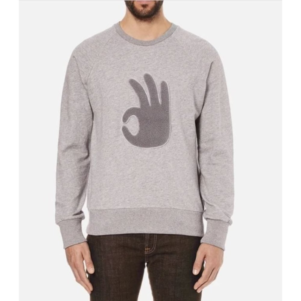 Rag & Bone Okay Pullover Sweatshirt M Crew Neck Light Gray